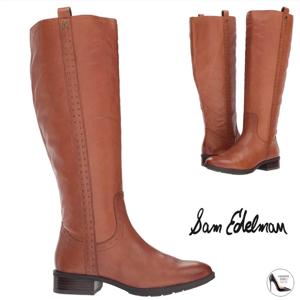 Sam Edelman Women's Prina 2 Whiskey Brown Leather Knee High Riding Boots 6.5